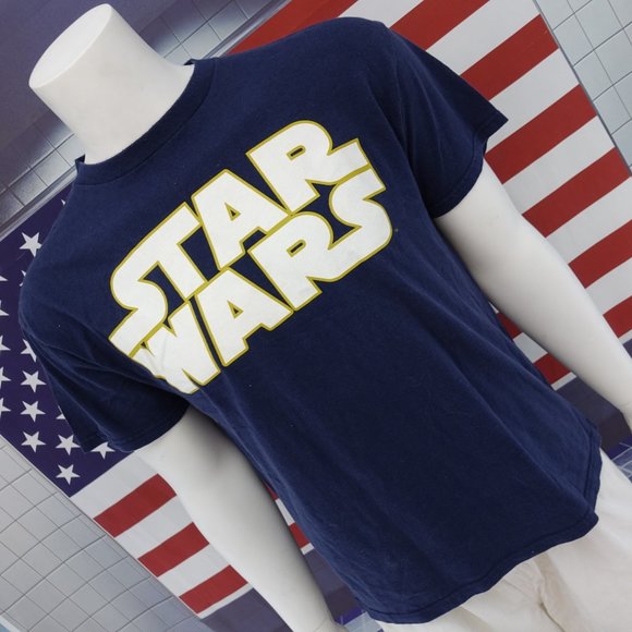 VINTAGE Star Wars T-Shirt Navy Blue Sz Large - Picture 2 of 5